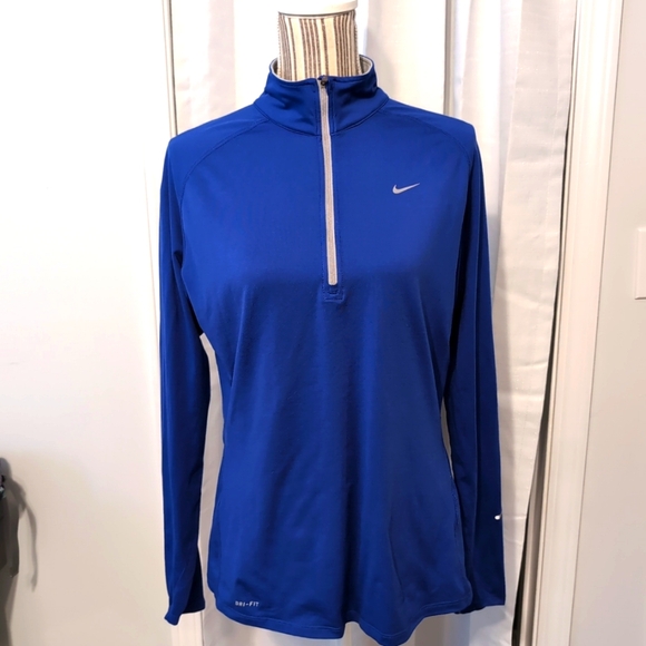 Nike Women's Large Dri-Fit Royal Blue Running‎ Elemen 1/4 Zip Pullover - Picture 1 of 11